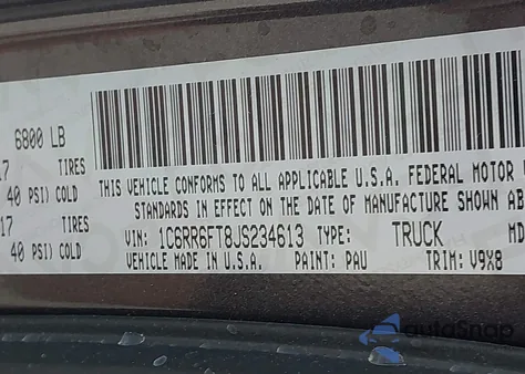 2018 Ram 1500 Tradesman 4X2 6'4 Box из США, поврежденный, VIN 1C6RR6FT8JS234613